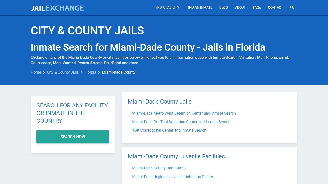 Inmate Search for Miami-Dade County | Jails in Florida - Jail Exchange